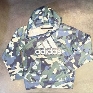 Adidas Blue/Green Camo Kids Hoodie